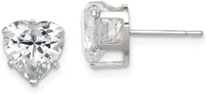 Real 925 Sterling Silver 8mm Heart Snap Set CZ Cubic Zirconia Stud Earrings 8mm