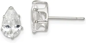 Real 925 Sterling Silver 8x5 Pear Snap Set CZ Cubic Zirconia Stud Earrings - 8mm x 5mm