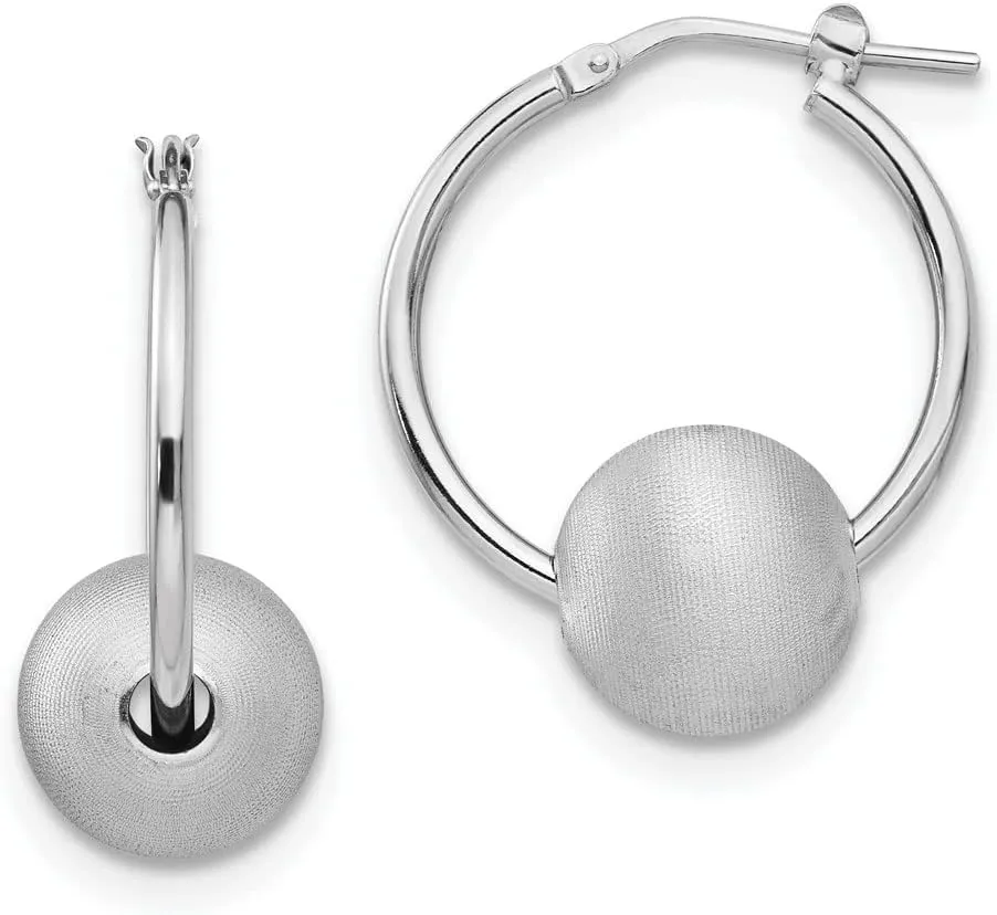 Real 925 Sterling Silver Radiant Essence Brushed and Hoop Earrings - 28mm x 23mm