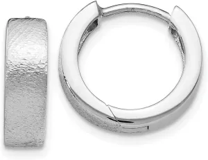 Real 925 Sterling Silver Radiant Essence Textured Huggie Hoop Huggie Earrings - 13mm x 14mm