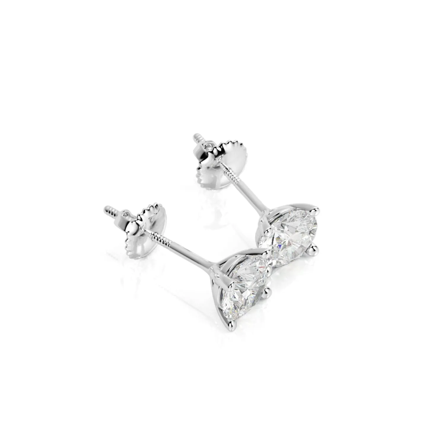 Refraction Angle Solitaire Earrings 2 Natural Diamonds in White Gold