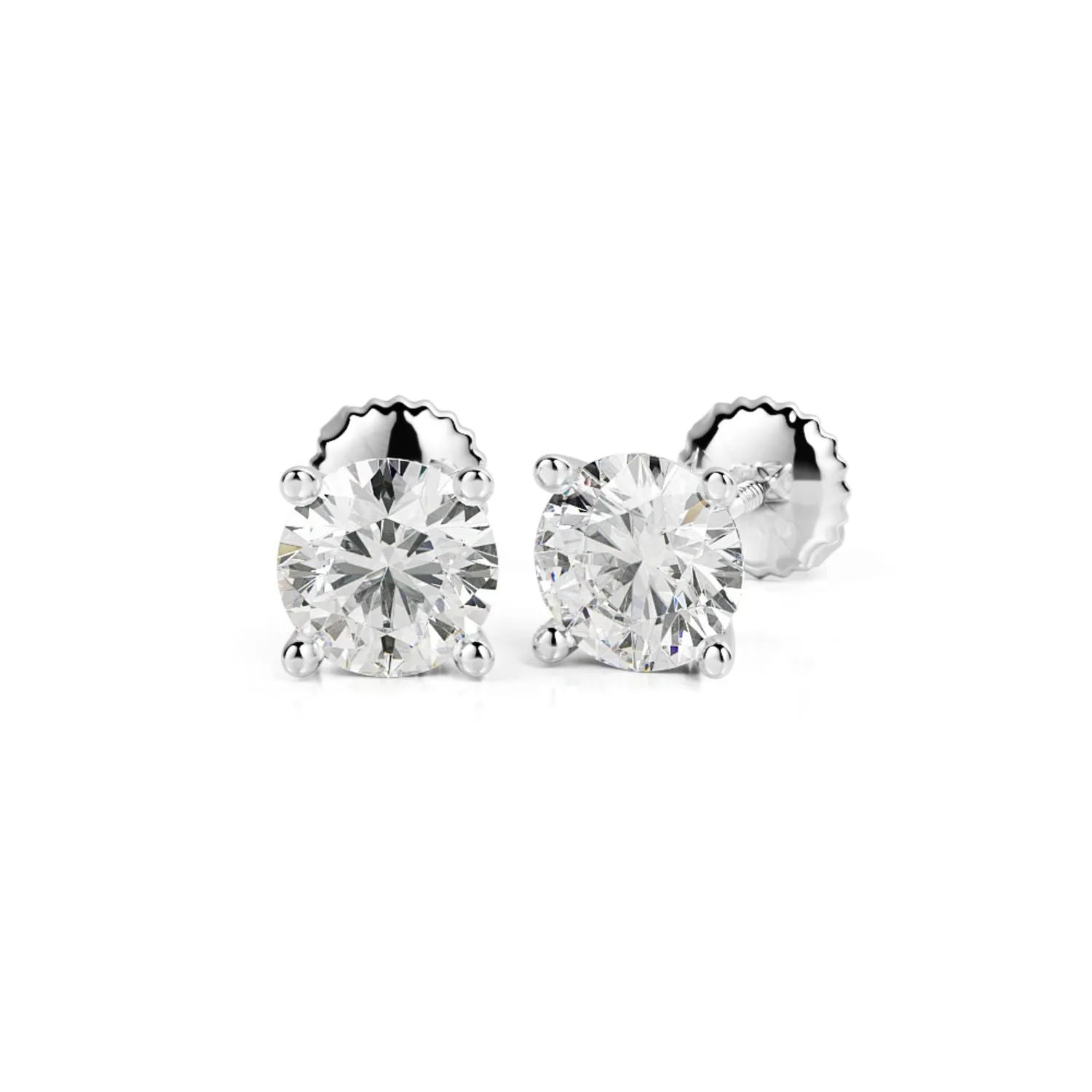Refraction Angle Solitaire Earrings 2 Natural Diamonds in White Gold