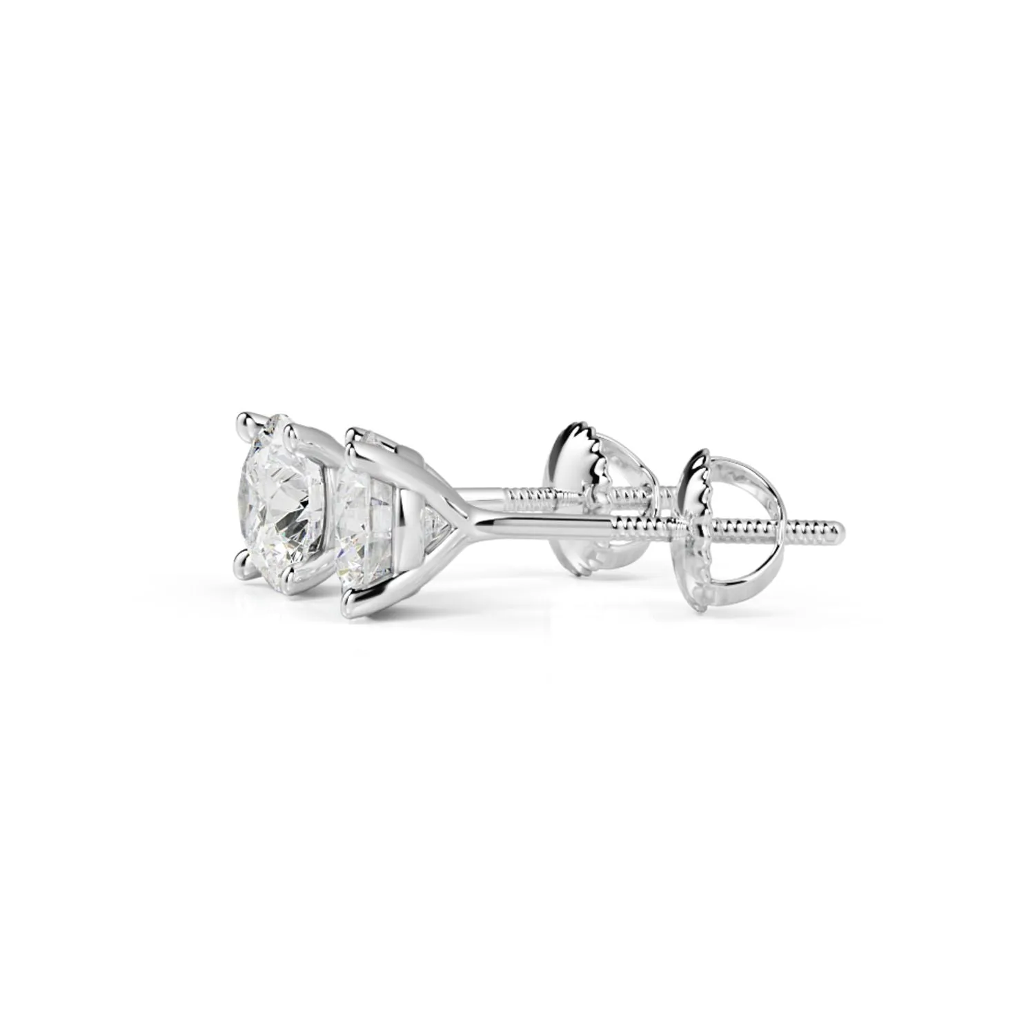 Refraction Angle Solitaire Earrings 2 Natural Diamonds in White Gold