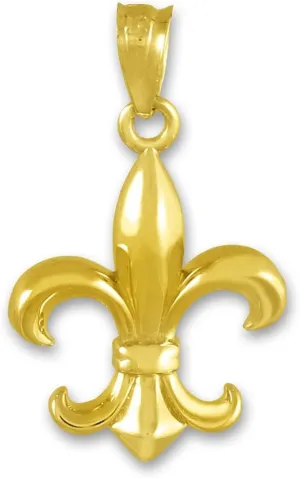 Religious Jewelry 10K Yellow Gold Fleur-de-Lis Charm Pendant