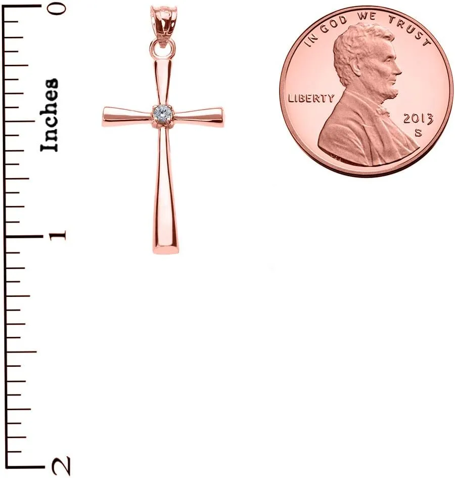 Religious Jewelry 14K White Gold Solitaire Diamond Accented Cross Pendant Necklace (K-M Color, Promo Clarity) - Choice of Length