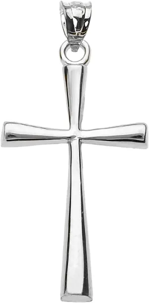 Religious Jewelry 14K Yellow, Rose or White Gold Simple Classic Flared Cross Pendant - Choice of Metal