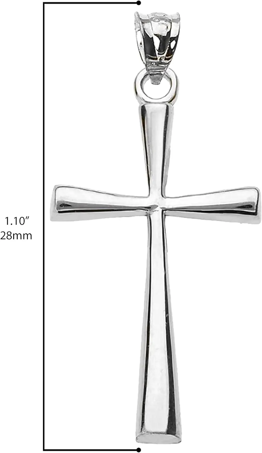 Religious Jewelry 14K Yellow, Rose or White Gold Simple Classic Flared Cross Pendant - Choice of Metal