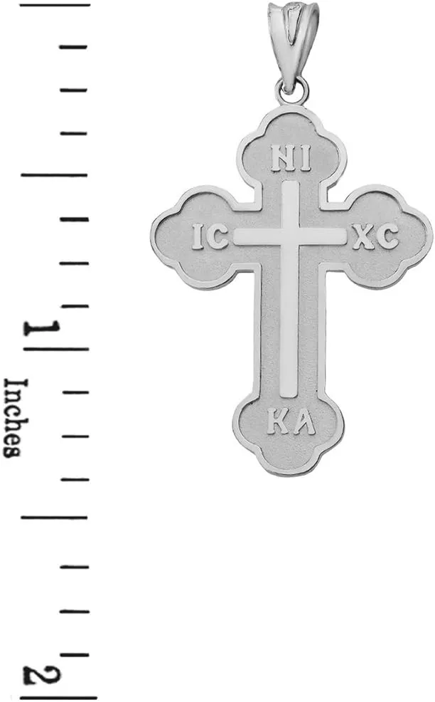 Religious Jewelry Solid 925 Sterling Silver Eastern Orthodox IC XC NIKA Cross Pendant Necklace
