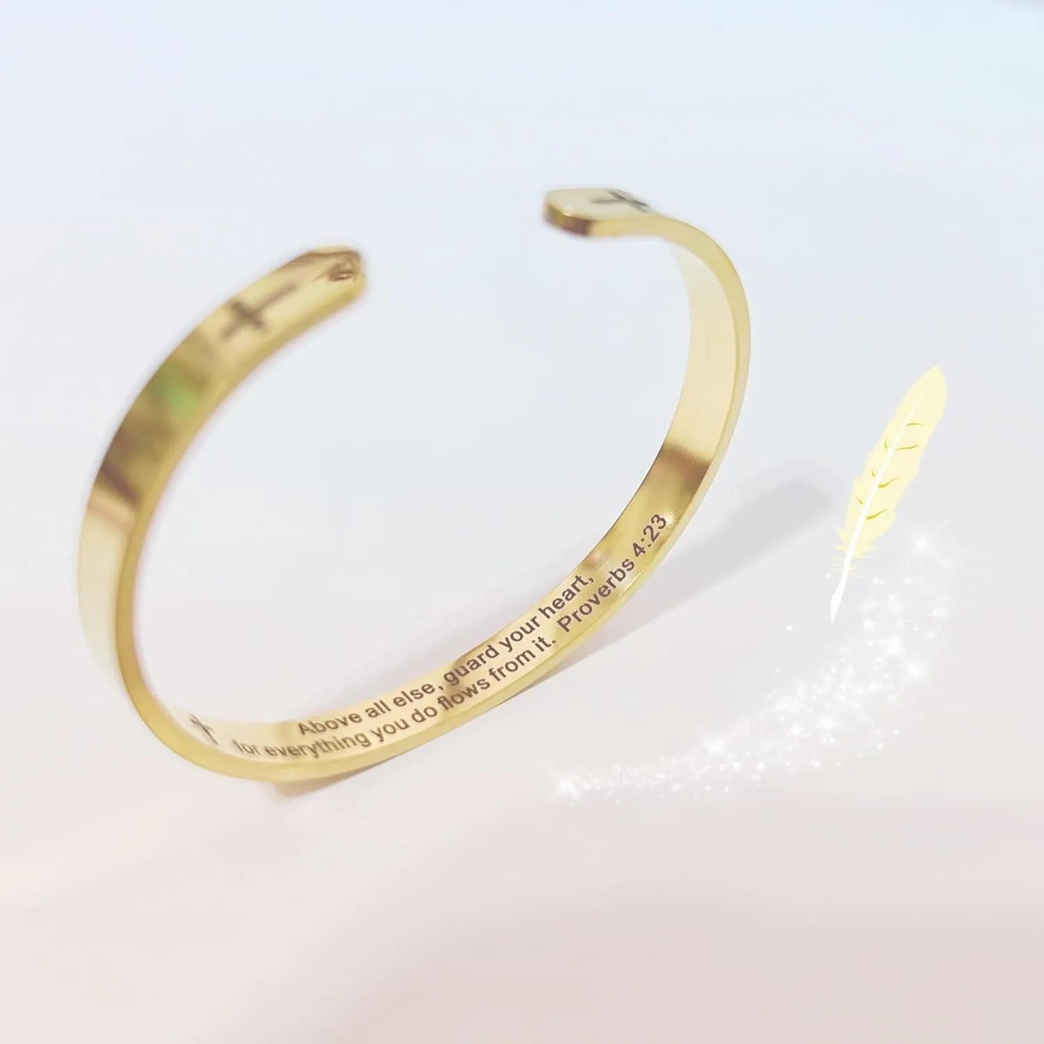RENYILIN Religious prayer bracelet Christian inspirational quotes Cross Cuff bracelet Baptismal Faith Bible verses inspired cuff jewelry