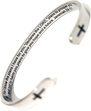 RENYILIN Religious prayer bracelet Christian inspirational quotes Cross Cuff bracelet Baptismal Faith Bible verses inspired cuff jewelry