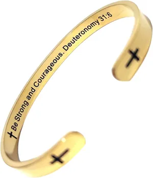 RENYILIN Religious prayer bracelet Christian inspirational quotes Cross Cuff bracelet Baptismal Faith Bible verses inspired cuff jewelry
