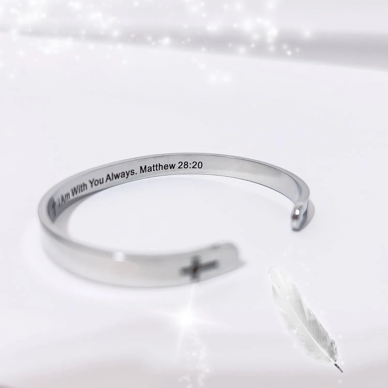 RENYILIN Religious prayer bracelet Christian inspirational quotes Cross Cuff bracelet Baptismal Faith Bible verses inspired cuff jewelry