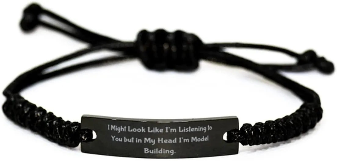 Reusable Model Building Gifts, I Might Look Like I'm Listening to You but, Useful Holiday Black Rope Bracelet Gifts for Friends, Friendship Gifts, Gift Ideas for Friends