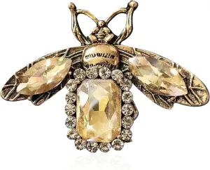 Rhinestone Bee Brooch Pin for Women Men Fashion Crystal Vintage Alloy Honey Insect Animal Brooches Lapel Dainty Dress Accessories Jewelry for Hat Bag Suit Tie Wedding Birthday
