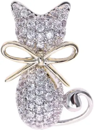 Rhinestone Cat Brooch Pin for Women Girls Fashion Crystal Animal Brooches Lapel Pins Dainty Small Cute Dress Accessories Jewelry Boutonniere Corsage for Hat Bag Suit Tie Birthday Christmas Holiday