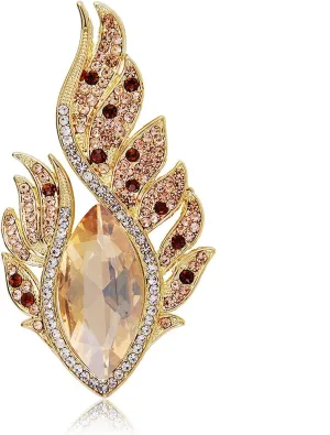 Rhinestone Feather Brooches for Women Men,Vintage Animal Peacock Pin Gold/Silver/Blue/ Crystal Diamond Lapel Pins Fashion Enamel Feather Leaf Brooch Elegant Dress Coat Pin Decor Wedding Christmas Birthday Jewelry