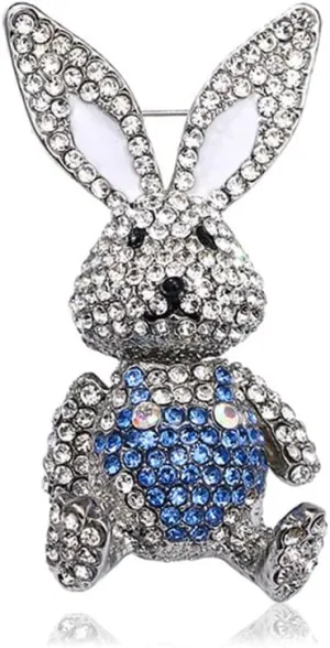 Rhinestone Moving Rabbit Brooch Pin for Women Girls Fashion Crystal Enamel Love Heart Back Bunny Animal Pet Brooches Lapel Pins Dainty Cute Easter Valentine Honors Day Jewelry Gift Souvenir