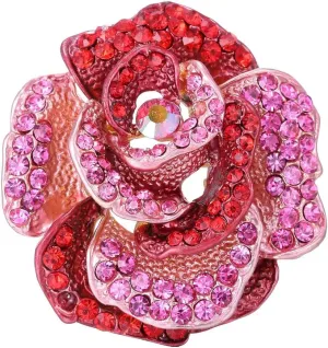 Rhinestone Rose Brooch Pin for Women Girls Fashion Crystal Big Blossom Flower Brooch Lapel Pins Elegant Dress Accessories Jewelry Boutonniere Corsage for Hat Bag Suit Tie Gift Wedding Holiday