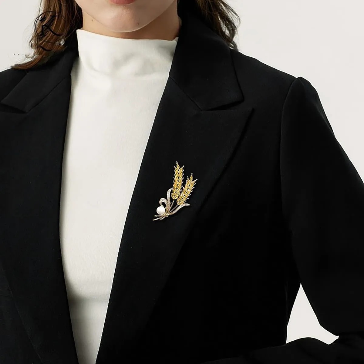 Rhinestone Wheat Brooch for Women Gold Crystal Pearl Wheat Sheaf Brooch Pin Elegant Clothing Hat Bag Accessories Christmas Birthday Party Wedding Costume Jewelry