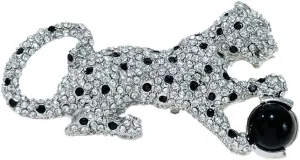 Rhinestones Leopard Brooch Statement Pin for Women Men Fashion Personality Black Crystal Panther Cougar Vintage Cheetah Animal Lapel Pins Badge Backpack Suit Coat Decoration Corsage Shawl Clip Brooches