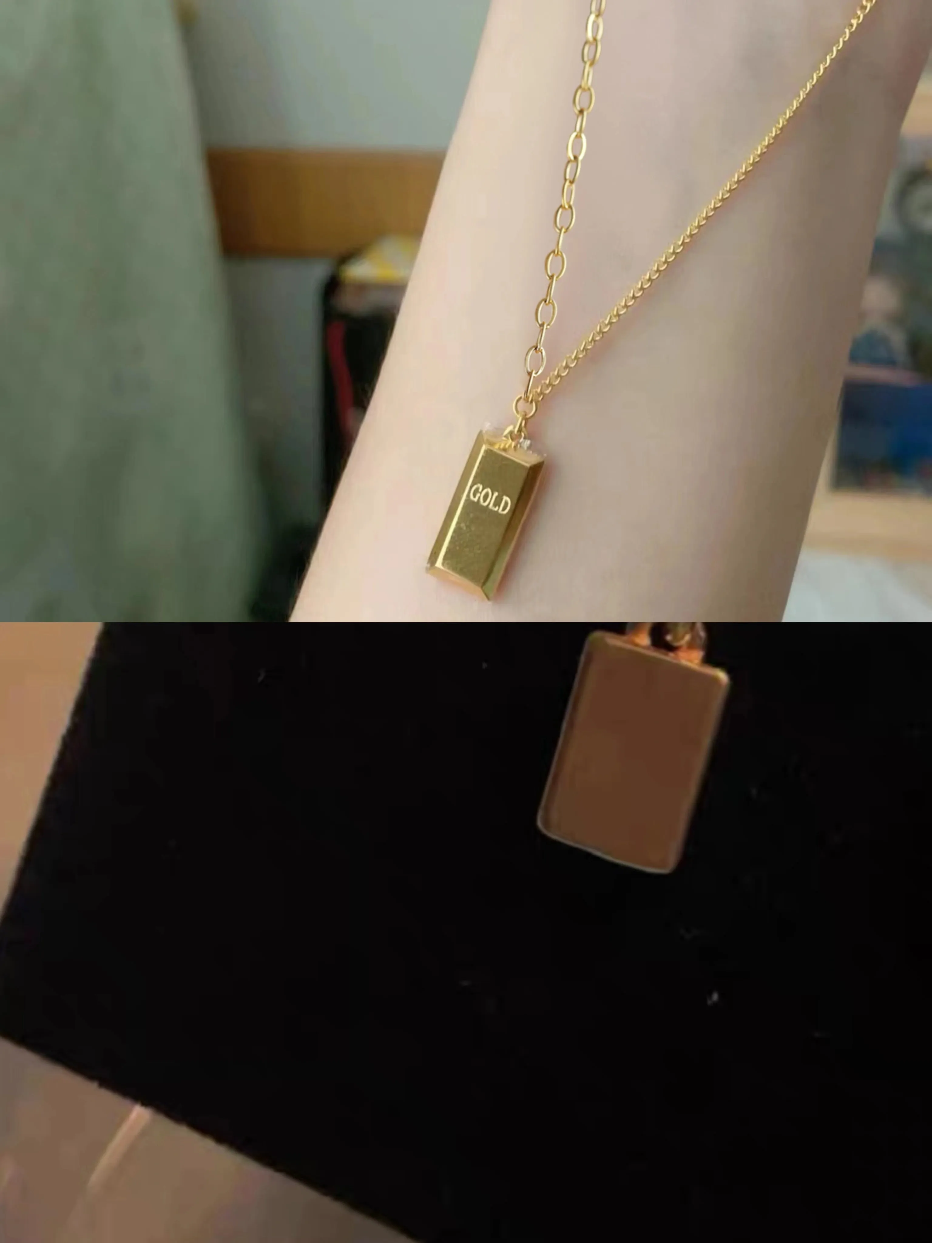 Rich Gold Necklace Women's 18K Plated Pendant Gianduja Noisettes