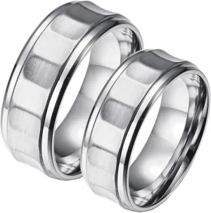 Rings for Couples Stainless Steel, 8mm Silver Brushed Ring, Custom