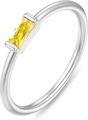 RLMOON Birthstone Rings for Women Non Tarnish Silver Stacking Ring Dainty Emerald CZ Ring Baguette Gemstone Promise Ring Personalized Jewelry Gift for Birthday Size 6-10