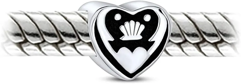 Romantic Celtic Love Knot Claddaugh Symbol BFF Irish Friendship Religious Trinity Cross Infinity Dangle or Slide Bead Charm For Women Teen .925 Sterling Silver For European Bracelet