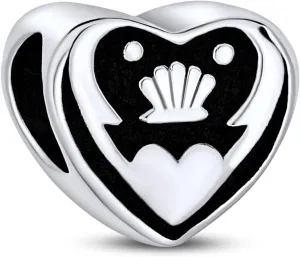 Romantic Celtic Love Knot Claddaugh Symbol BFF Irish Friendship Religious Trinity Cross Infinity Dangle or Slide Bead Charm For Women Teen .925 Sterling Silver For European Bracelet