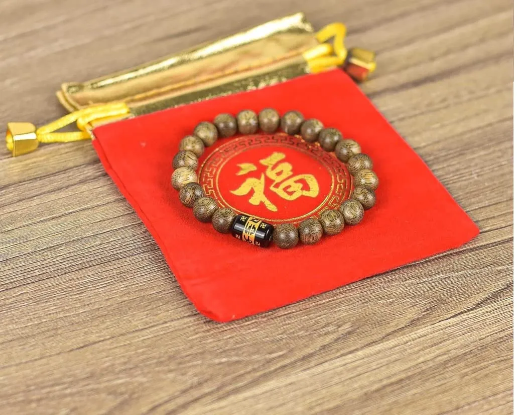 Round Agarwood Ring with Pearl Pillars OMANI, Original Wild Real Vietnamese Agarwood Aquilaria Bracelet Prayer Beads 10mm, Agarwood Necklace, Men Women Bracelet (Green Charm)