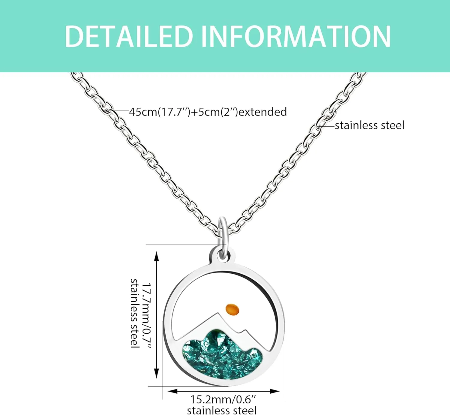 Round Mountain Mustard Seed Necklace Hypoallergenic Stainless Steel Pendant Christian Jewelry Gift for Women on Christmas Valentine's Day and Birthdays YA4994