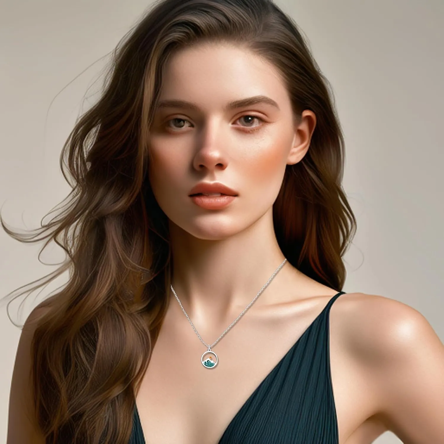 Round Mountain Mustard Seed Necklace Hypoallergenic Stainless Steel Pendant Christian Jewelry Gift for Women on Christmas Valentine's Day and Birthdays YA4994