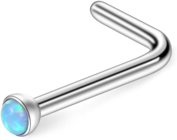 Ruifan 18G 1.5mm 2mm 2.5mm 3mm Jeweled Opal Nose L Shaped Studs Rings Pin 2mm Clear Bioflex Nose Ring Retainer Piercing Jewelry 4-24PCS