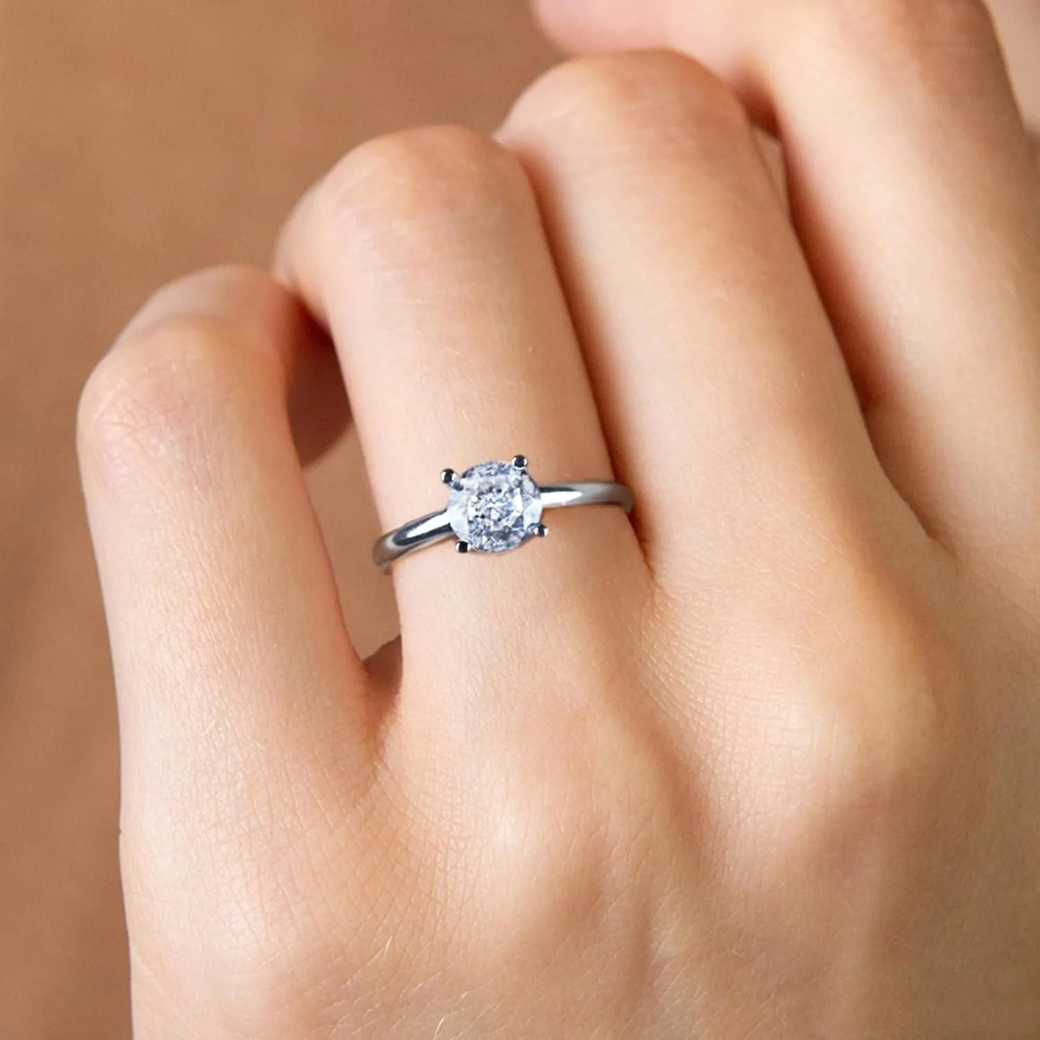 S925 Sterling Silver Engagement Rings - 1 CT Round Cut Cubic Zirconia CZ Wedding Promise Ring for Her Wedding Bands for Women Sterling Silver Rings for Women Silver Jewelry Gifts Size 5-10