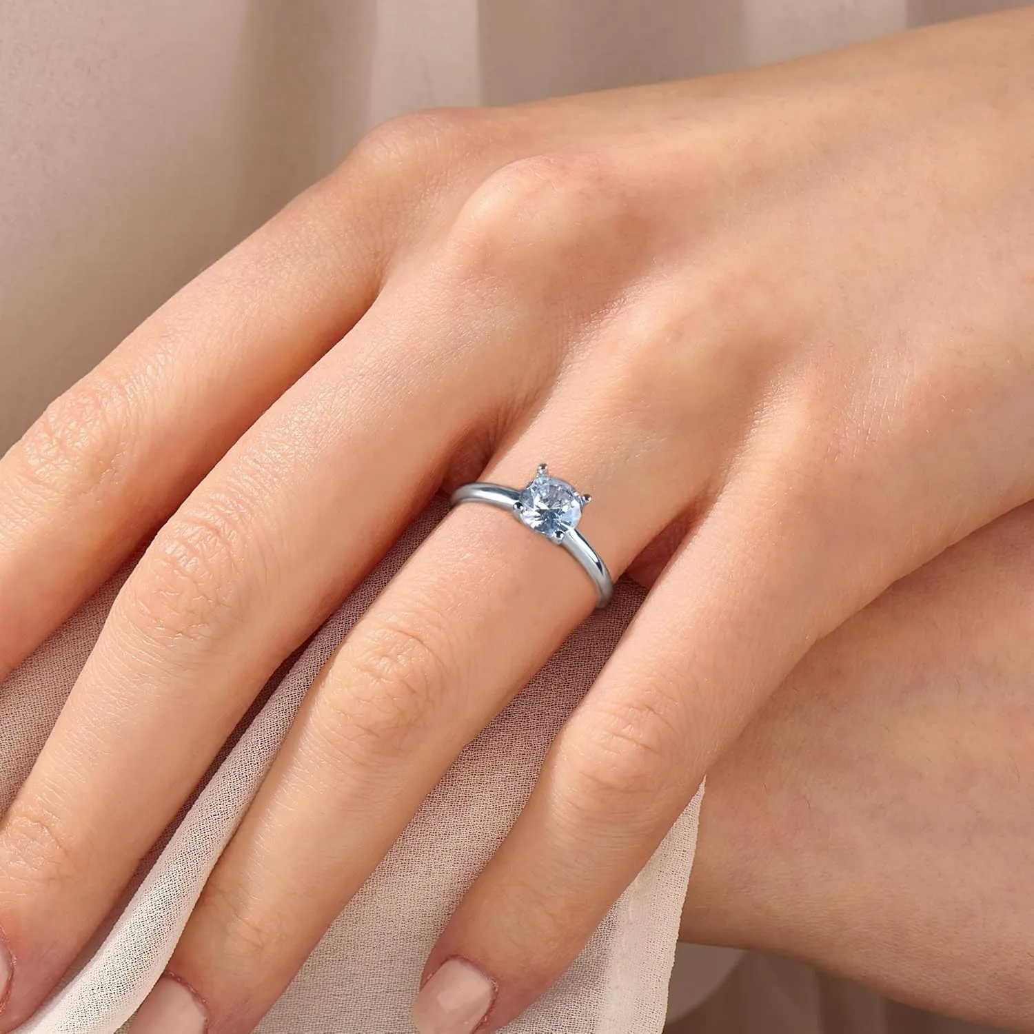 S925 Sterling Silver Engagement Rings - 1 CT Round Cut Cubic Zirconia CZ Wedding Promise Ring for Her Wedding Bands for Women Sterling Silver Rings for Women Silver Jewelry Gifts Size 5-10