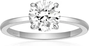 S925 Sterling Silver Engagement Rings - 1 CT Round Cut Cubic Zirconia CZ Wedding Promise Ring for Her Wedding Bands for Women Sterling Silver Rings for Women Silver Jewelry Gifts Size 5-10