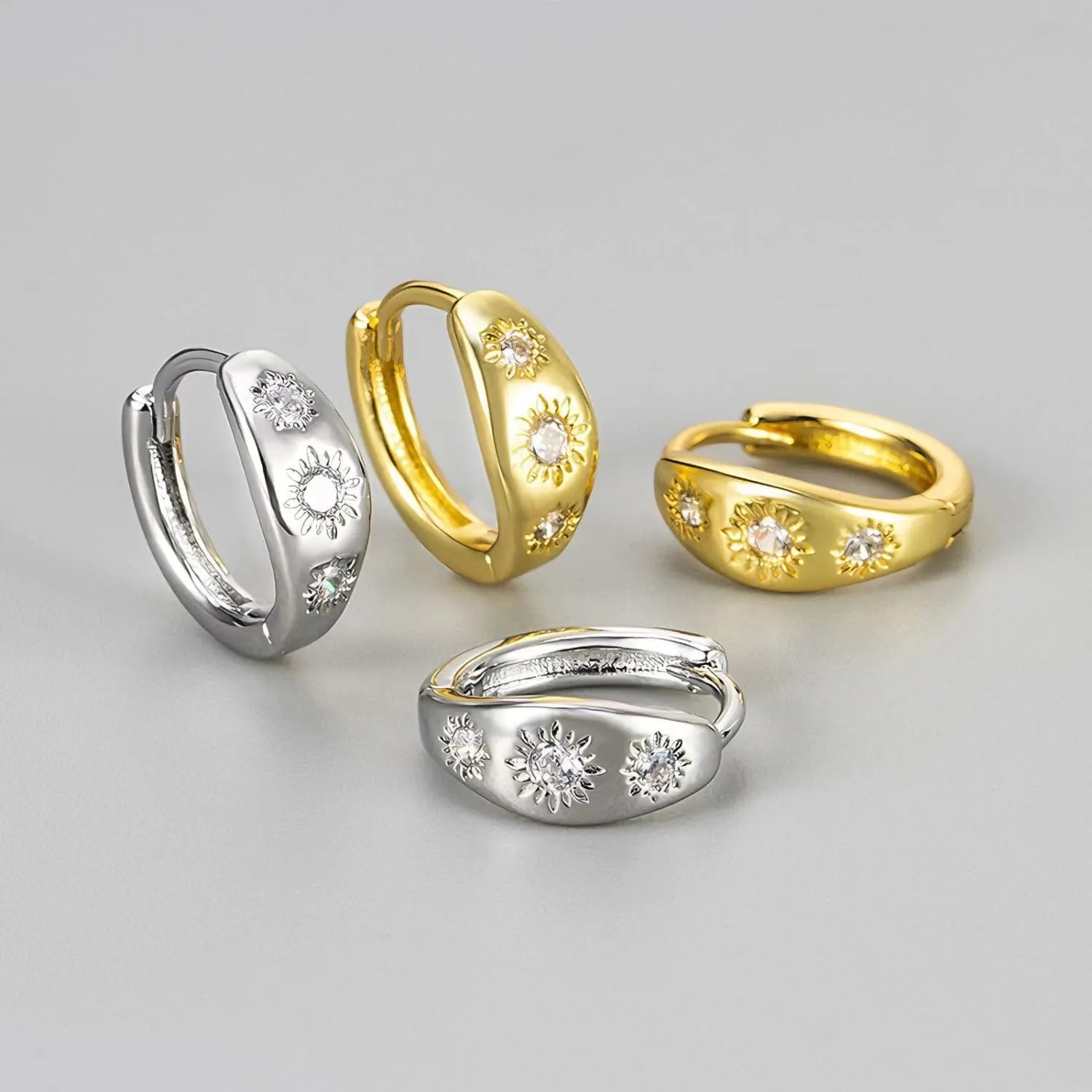 S925 Sterling Silver Small Huggie Hoop Earrings for Women,Sterling Silver/14K Gold Plated Lightweight Cubic Zirconia Huggie Earrings for Women Mom.
