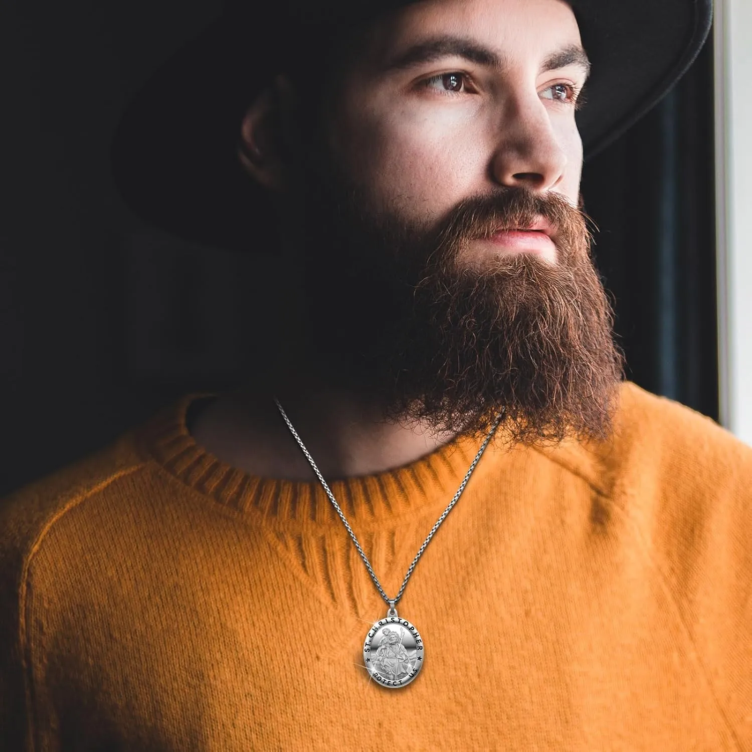 Saint Christopher Necklace St Christopher Medal Bless Safety Religion Pendant Gift for Men, Women, Family, Parent, Friend