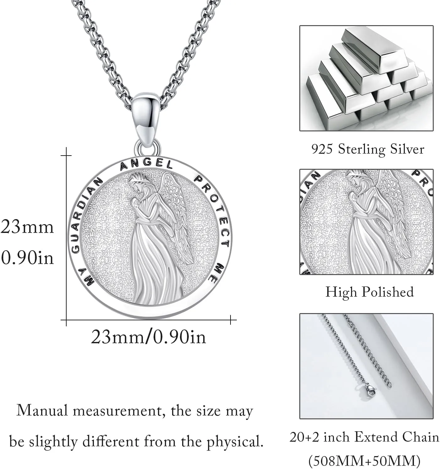 Saint Michael/St Joseph/Virgin Mary Necklace 925 Sterling Silver Patron Saint Medals Amulet Necklace Protection Jewelry Religious Gifts for Men Women