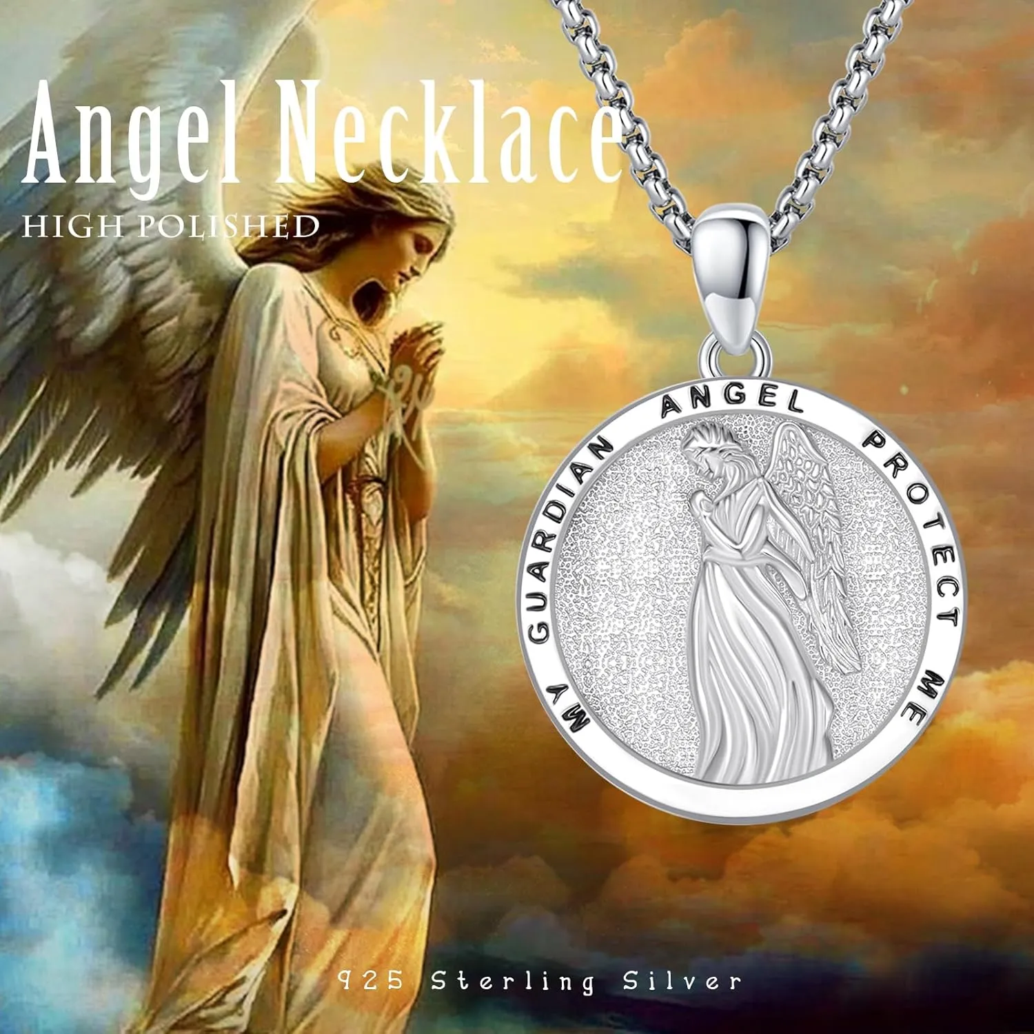 Saint Michael/St Joseph/Virgin Mary Necklace 925 Sterling Silver Patron Saint Medals Amulet Necklace Protection Jewelry Religious Gifts for Men Women