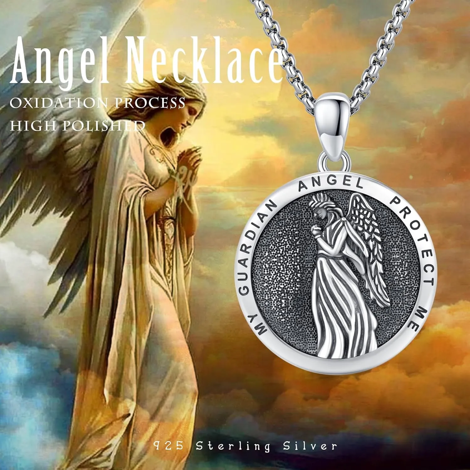 Saint Michael/St Joseph/Virgin Mary Necklace 925 Sterling Silver Patron Saint Medals Amulet Necklace Protection Jewelry Religious Gifts for Men Women