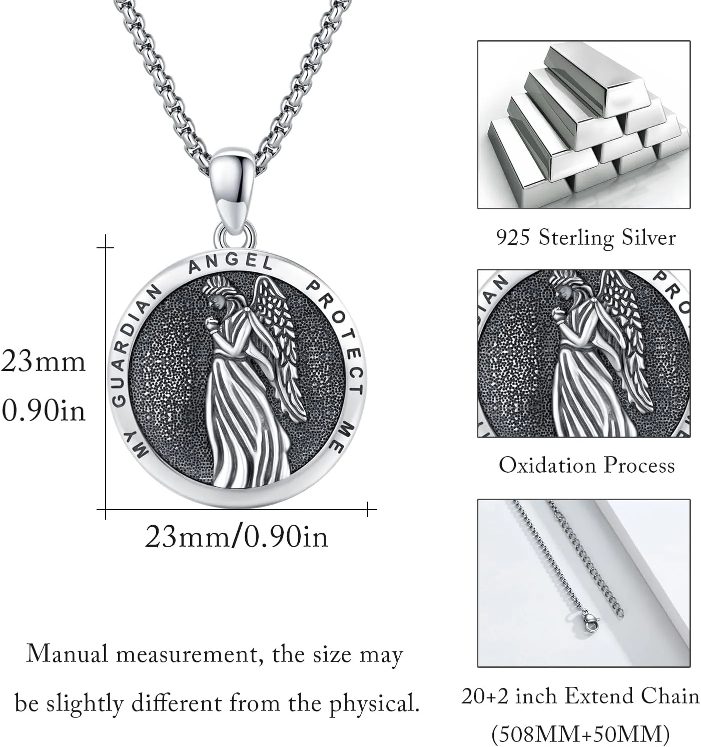 Saint Michael/St Joseph/Virgin Mary Necklace 925 Sterling Silver Patron Saint Medals Amulet Necklace Protection Jewelry Religious Gifts for Men Women