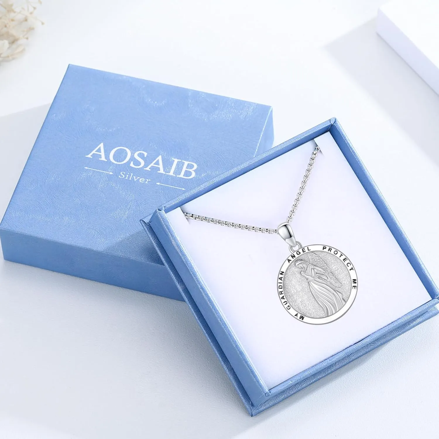 Saint Michael/St Joseph/Virgin Mary Necklace 925 Sterling Silver Patron Saint Medals Amulet Necklace Protection Jewelry Religious Gifts for Men Women