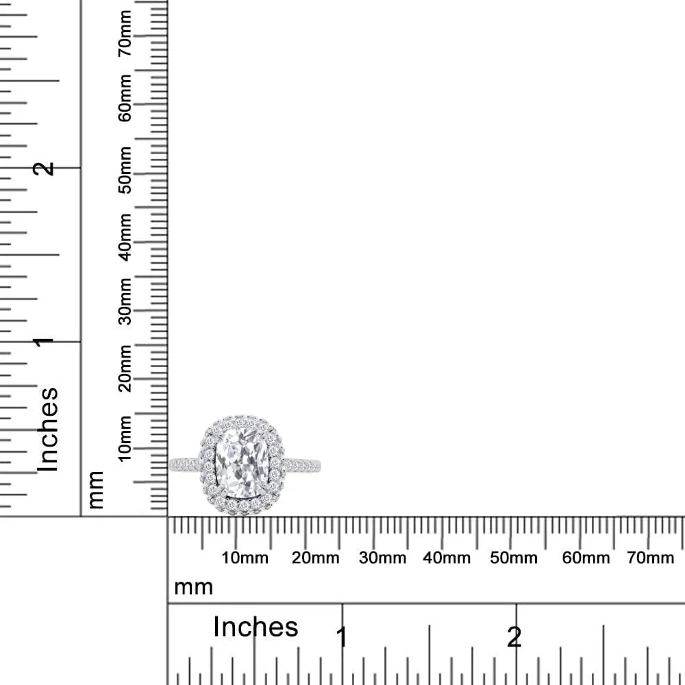 SAVEARTH DIAMONDS Radiant Cut 8X6MM Center And Round Sparkling White Cubic Zirconia Halo Solitaire Engagement Ring In 14k Gold Over Sterling Silver Jewelry For Women