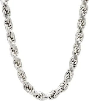 Savlano 925 Sterling Silver 6mm Solid Italian Rope Diamond Cut Twist Link Chain Necklace with Gift Box for Men & Women - Made in Italy