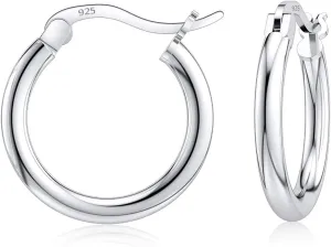 Savlano 925 Sterling silver Round Hoop Earrings for Women & Men Comes in 10MM-25MM