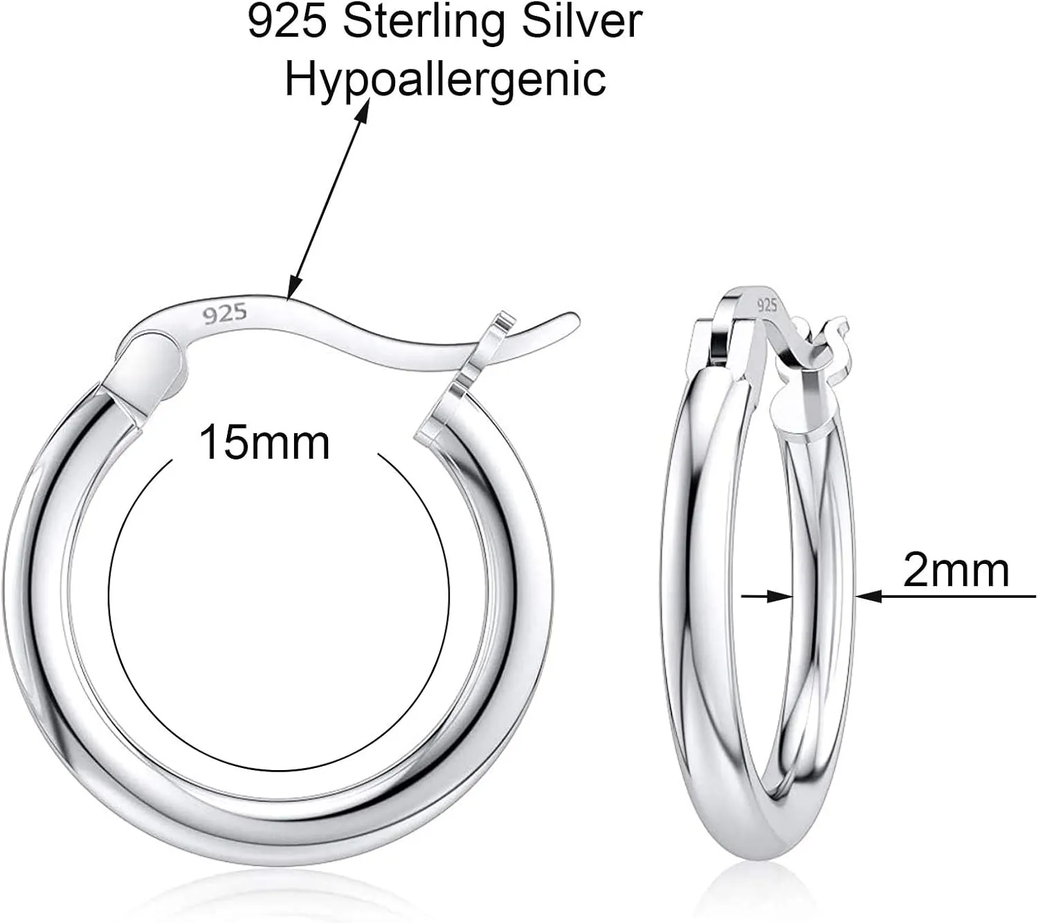 Savlano 925 Sterling silver Round Hoop Earrings for Women & Men Comes in 10MM-25MM