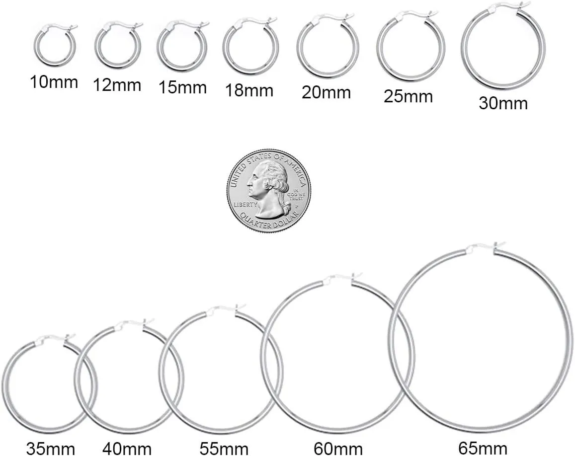 Savlano 925 Sterling silver Round Hoop Earrings for Women & Men Comes in 10MM-25MM
