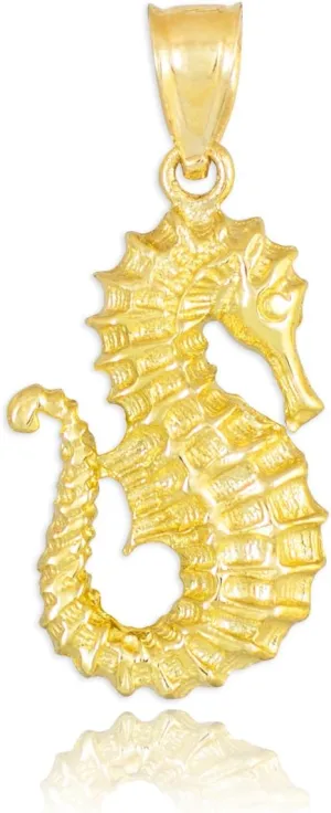 Sea Life Collection 14k Yellow Gold Seahorse Pendant