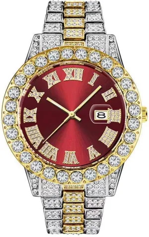 SENRUD Unisex Watch Fashion Crystal Diamond Watch Mens Womens Quartz Analog Watch Stainless Steel Big Face Wrist Watch